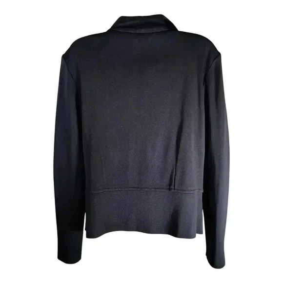 Cardigan Jacket by Ming Wang Small - Women's Classic Knit Button Black Ruffle - Picture 2 of 4